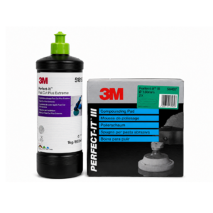 3M Perfect it Fast cut plus extreme green top and green polishing pads 150mm